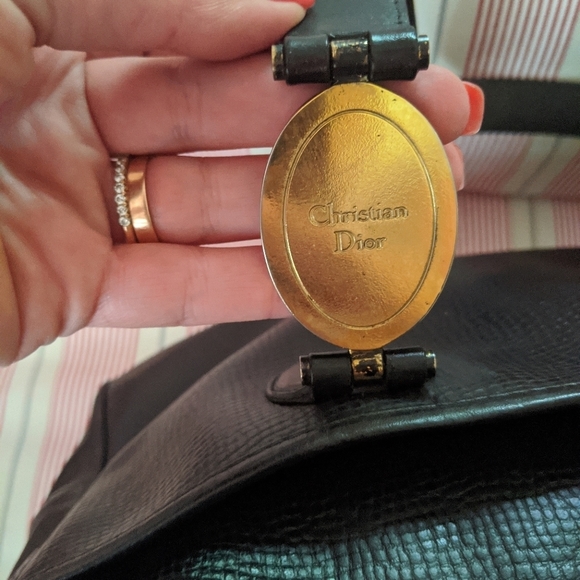Dior vintage black leather handbag purse - Picture 3 of 10